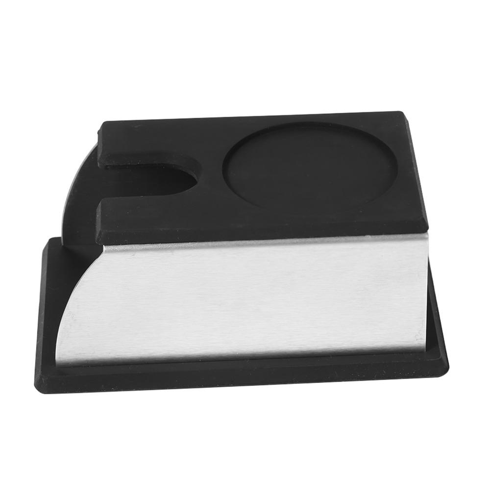 Stainless Steel Coffee Tamper Holder Silicone Rustproof Tamping Holder Durable Black Coffee Powder Maker Stand Coffee Making
