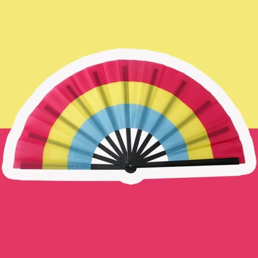 Cooling Rainbow Handheld Fan Gradient Colorful Chinese Kung Fu Fan Folding Dance Fan  Carnival