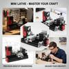 DIY Mini Metal Lathe Machine, 20000 RPM Precision Benchtop Mini Lathe, Model Maker Lathe for Woodworking, Metal Polishing