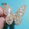 Pierścionek damski Hollow Out Butterfly Shape Rhinestone Alloy Regulowany pierścień otwierający Bankiet Party Wedding Jewelry