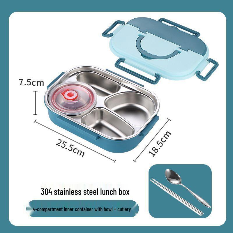 304 Stainless Steel Insulated Kids' Lunch Box with Compartments and Lid—Anti-Scald, Food-Grade, Perfect for School or Office.