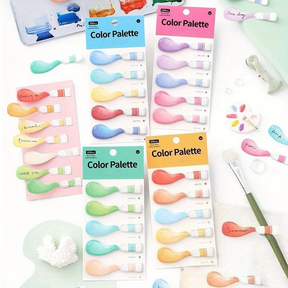 

400 шт./4 упаковки Палитра Серия Минималистичный Стиль INS Забавный Акварельный Узор Рукописные Клейкие Заметки Индексные Вкладки для Маркировки