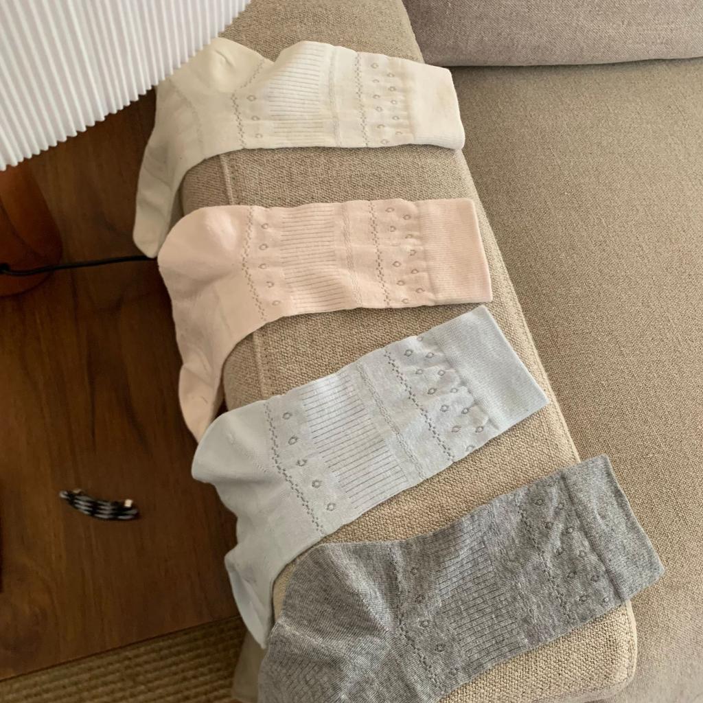 Korean Summer Thin Socks Vertical Strip Love Mesh Carved Air Tube Socks Breathable And Simple Solid Color Stacked Socks