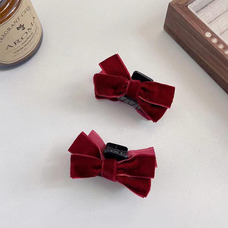 2 vnt./rinkinys Aksominis lankas plaukų segtukas Žnyplės Saldus juodas raudonas lankas Mažas plaukų segtukas-žnyplės Princesės galvos apdangalas Mergaitės Moterys Plaukų segtukas-žnyplės