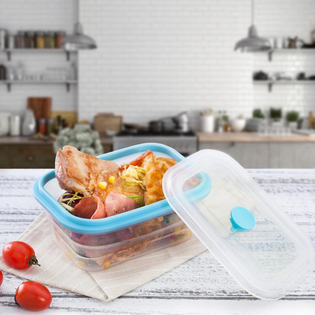 600ml Rectangular Portable Food Grade Silicone Folding Lunch Box Food Container (Yellow)