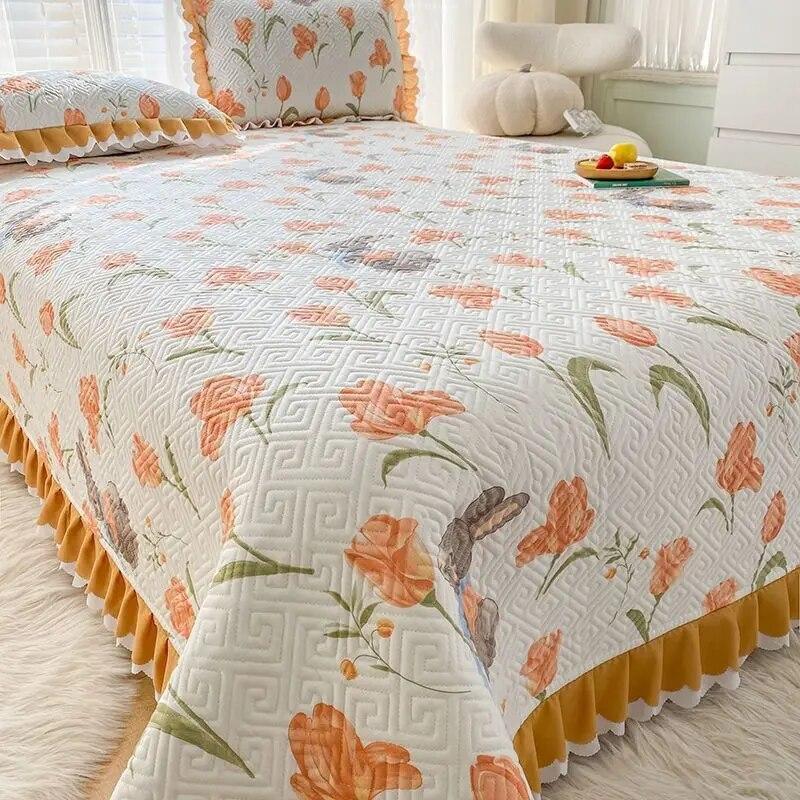 Bomulls Sengedekke Tre Sett Sklisikker Laminert Bomull Fortykket 100% Bomull Laken Helårs Allsidig Sengedekke Teppe