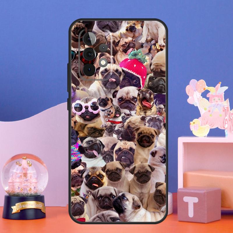 Cute Pug Dog Case For Samsung Galaxy A14 A24 A34 A54 A15 A25 A12 A22 A32 A52 A51 A71 A13 A33 A53 Cover