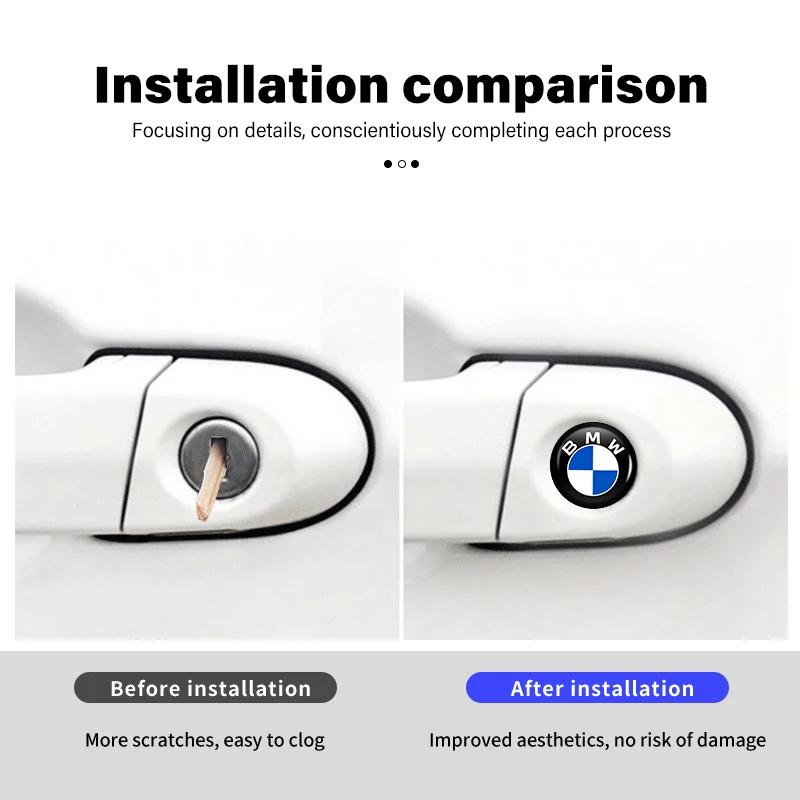 BBKJ7 8/12/20pcs Car Door Core Keyhole Protection Sticker Decoration For BMW M3 M5 X3 E93 F10 F20 F30 F40 F15 F25 F26 F31 F49 F86