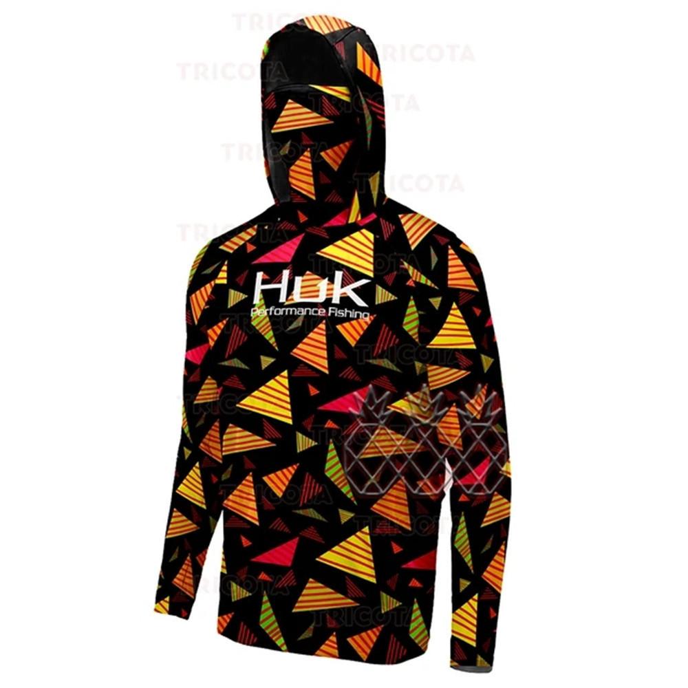 Cross-border HUK hooded fishing suit summer long-sleeved sunscreen T-shirt breathable face towel integrated fishing suit Luya