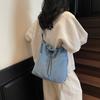 Eimerbeutel mit Kordelzug mit großem Fassungsvermögen Damen Denim Umhängetasche Pendler Schultertasche