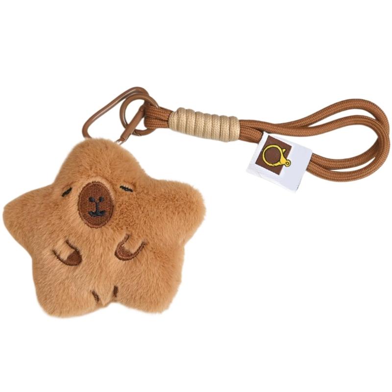 Plush Pufferfish Keychain Pendant with Lanyard Cartoon Animal Bag Charm Keyring Decoration Accessories for Women Girl