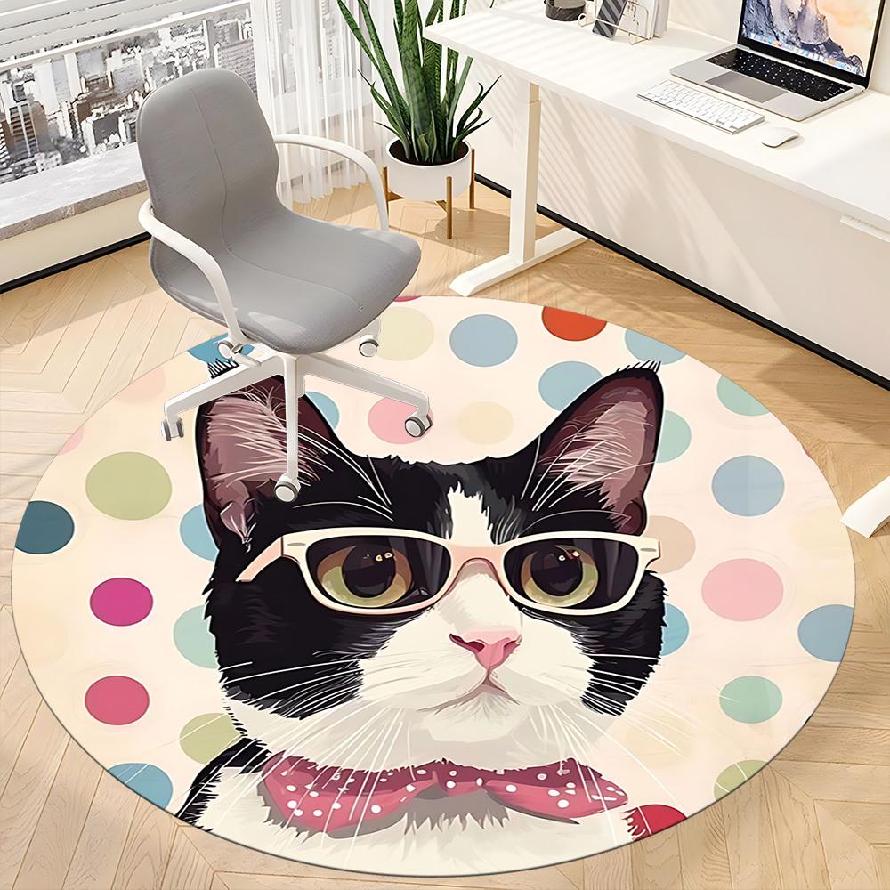 1pc Cat Glasses Carpet for Office, Non-slip, Soft and Durable Office Rug, Perfect for Office Yy260128081