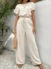 Women's 2 Piece Outfit Short Sleeve Top and High Waist Wide Leg Pants Casual Summer Lounge Set