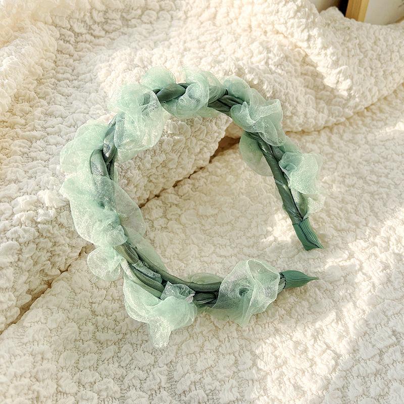 

Повязка на голову однотонная сетчатая коса головной убор шпилька для волос кружевная ткань аксессуары для волос женский галстук для волос 17*13cm