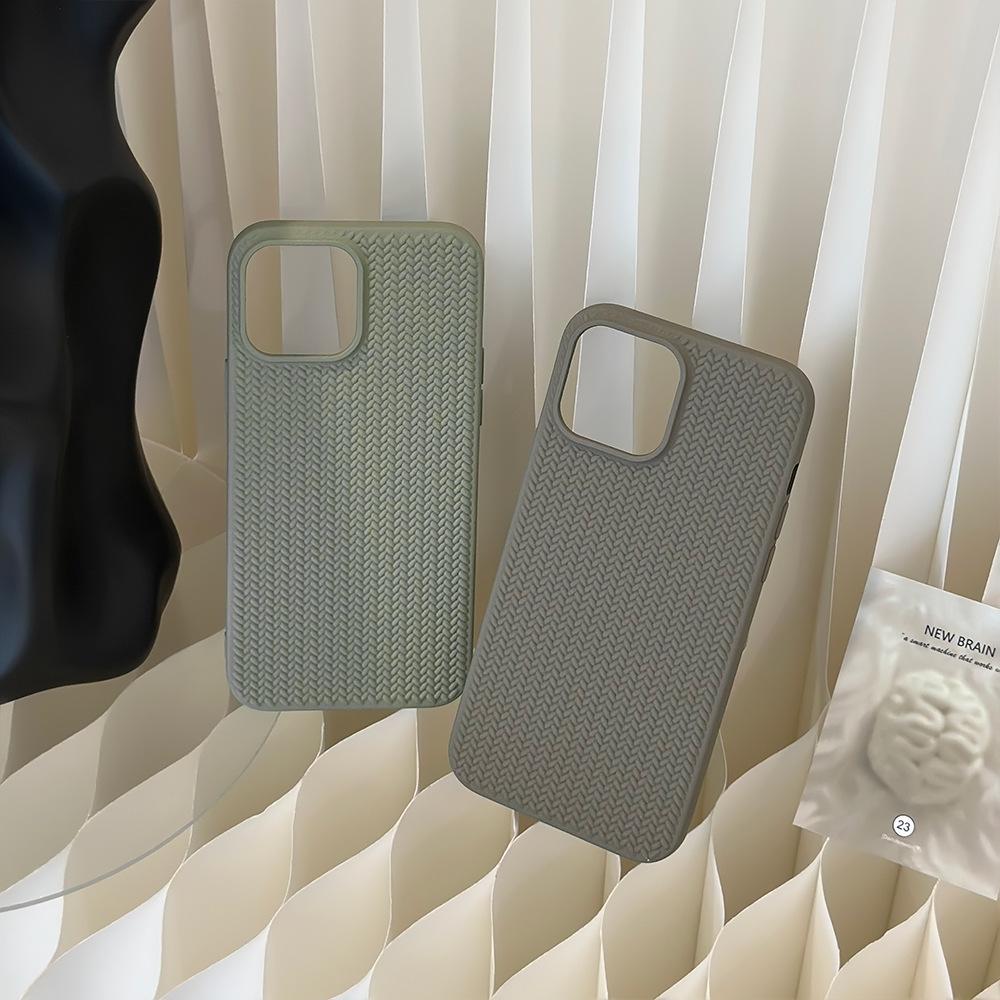 Skin-feel woven texture suitable for iPhone 15, Apple 16 phone case, 14 Pro, high-end feel, 11 retro, X solid color, 13 soft