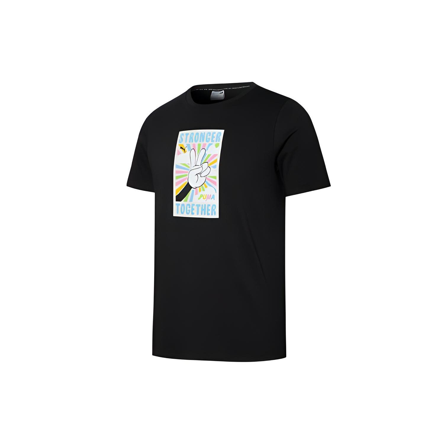 PUMA Graphic Funny Printing Sports Round Neck Short Sleeve Black Men s 534152-01 M