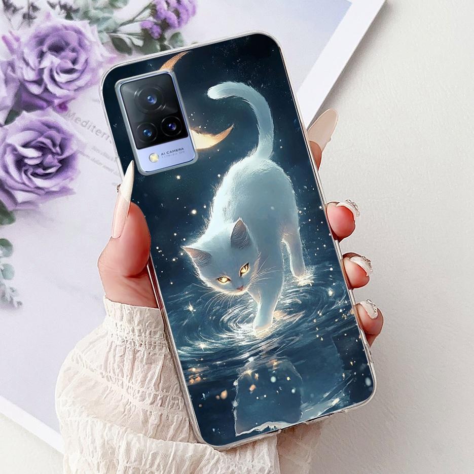 For Vivo V21e Case V2061 Cute Cat Lion Painted Cover Soft Silicone Phone Cases For Vivo V21 V2066 V2108 V 21 VivoV21 E 4G Fundas