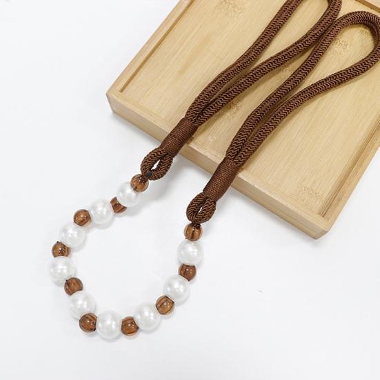 2Pcs Curtain Tiebacks with Pearls, Handmade Decorative Curtain Holdbacks Rope, Outdoor Farmhouse Tie Backs for Curtains, Curtain Holders for Drapes