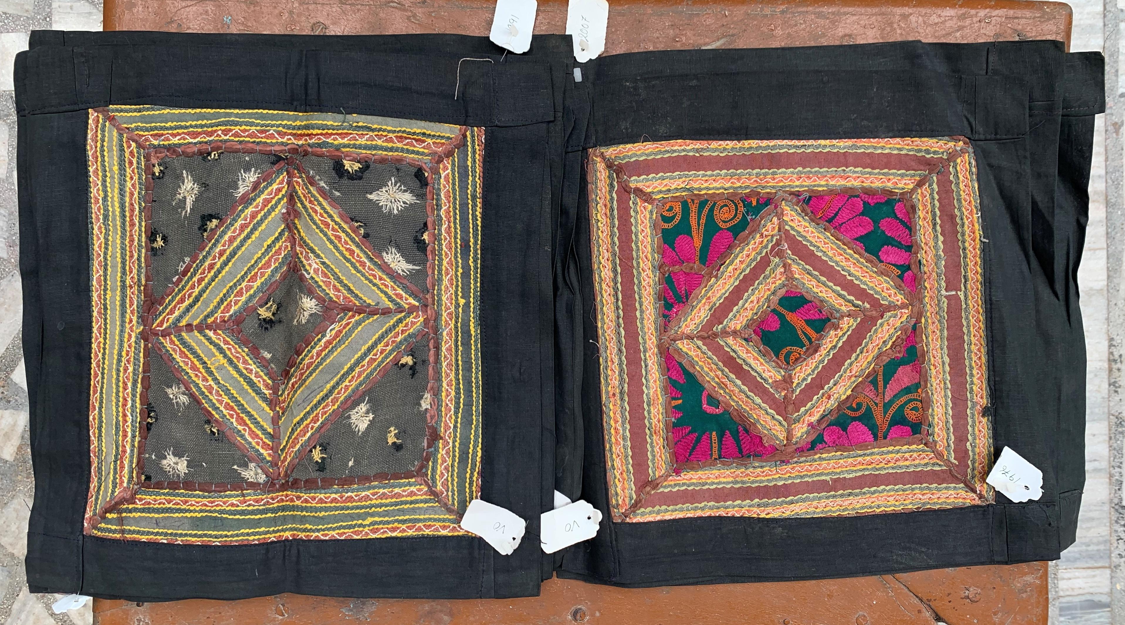 Handcrafted Vintage Indian Patchwork Cushion Cover | Ethnic Embroidered Cotton Pillow Case 40 x 40 cm ( l x h ) approx.