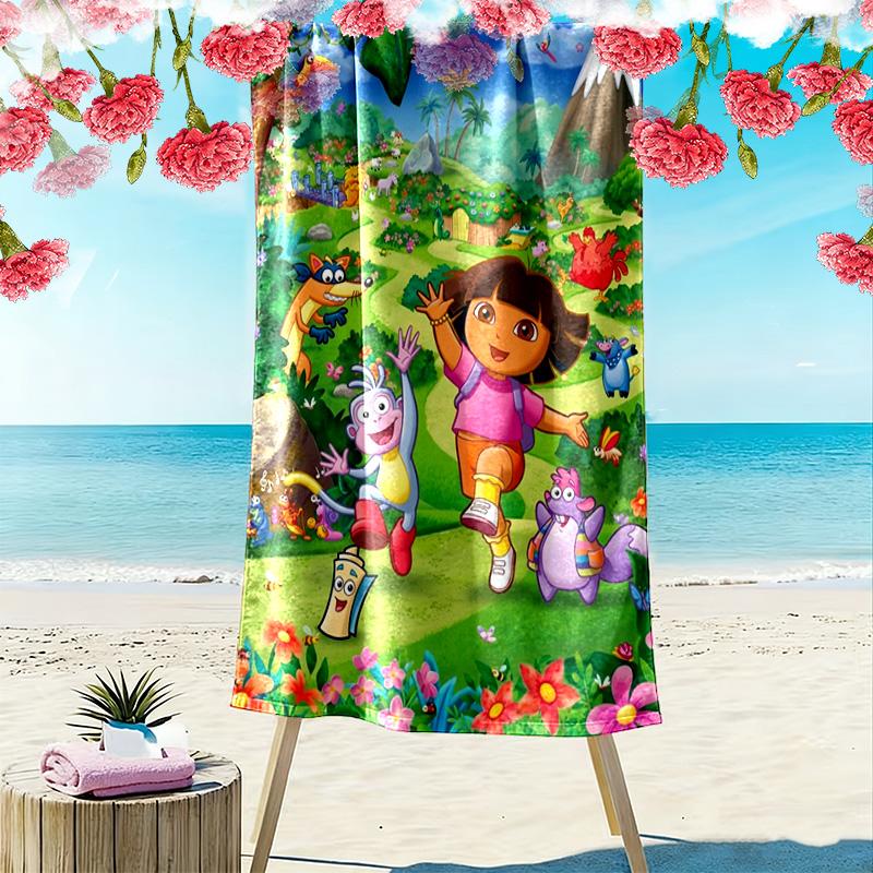 Explorer Dora Print Beach Towel, Large Soft Quick Dry Towel for Beach Camping Swimming
