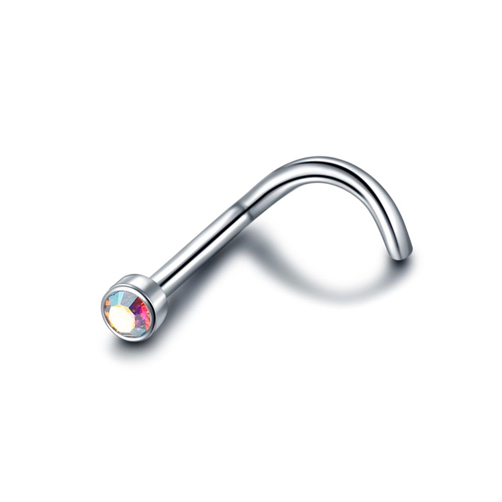 1 Stück G23 Titan Kristall Nasenschraube Stecker Ring Zirkon Ohr Helix Piercing Mischfarbe Nasenring Krappen CZ Nasenschmuck