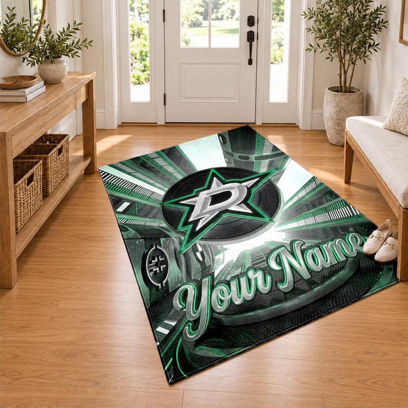 Dallas Stars Custom Name Personalized Rug Non‑Slip Doormat Floor Carpet Housewarming Birthday Gift for Family Friends