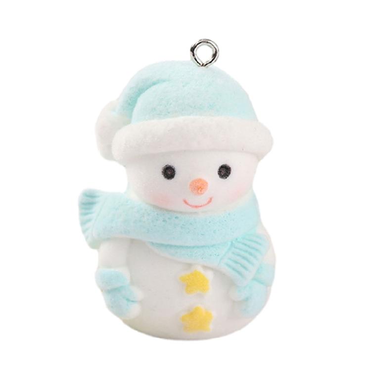 Flocking Snowman Pendant Resin Decorative Pendants Key Accessory Mini Ornaments 1 синий