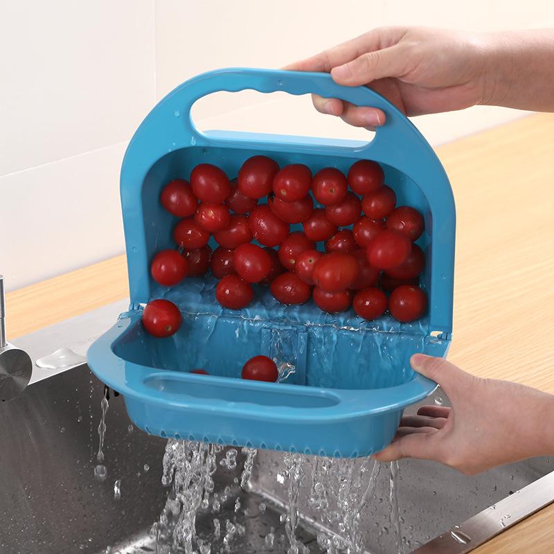 Foldable Plastic Vegetable Sink Washing Basin Rectangular Drain Basket Fruit Plate Household Kitchen Sink