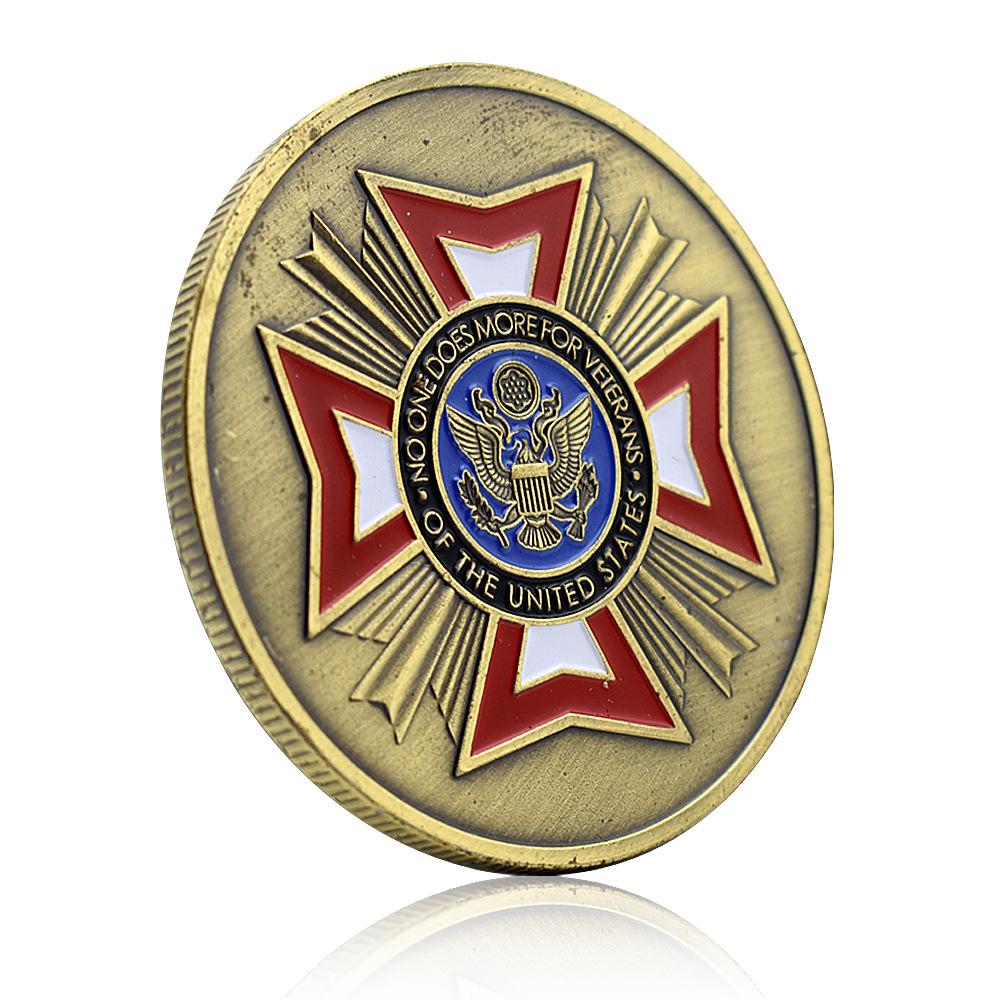 US Veterans Badge Copper Coin, US Army's Five Major Service Gold Coins Commemorative Badge Collectibles, Challenge Coins