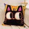 Art Dopamine Doodle Cat Cushion Cover Silky Short Plush Invisible Zipper Dustproof Sofa Pillow Case For Home Decor