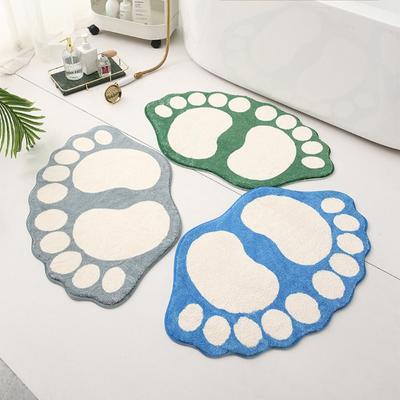 Coral Velvet Embossed Feet Bathroom Rugs Mat Super Absorbent Non-slip Bath Rugs Washable Cobblestone Bath Carpet Cute Foot Shaped Memory Foam Area Rug