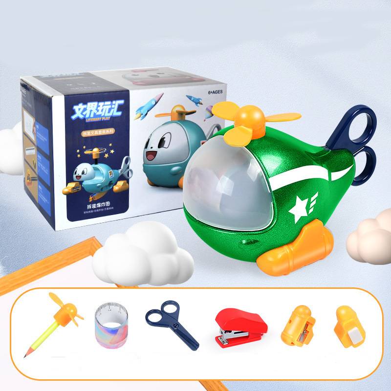 

Мультяшный самолет, разборные игрушки, детские подарки, 6 в 1, развивающие канцтовары зелёный