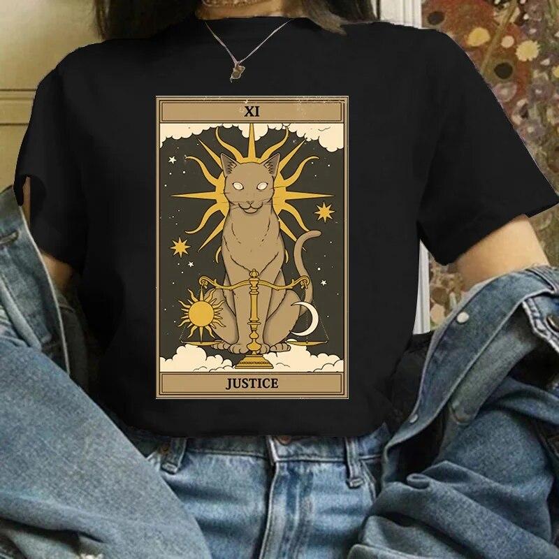 Kawaii Dámské tričko Módní Tarot Kočka Dámské tričko Anime Roztomilé Grafické tričko FeUnisex Léto XS-4XL Tričko s krátkým rukávem