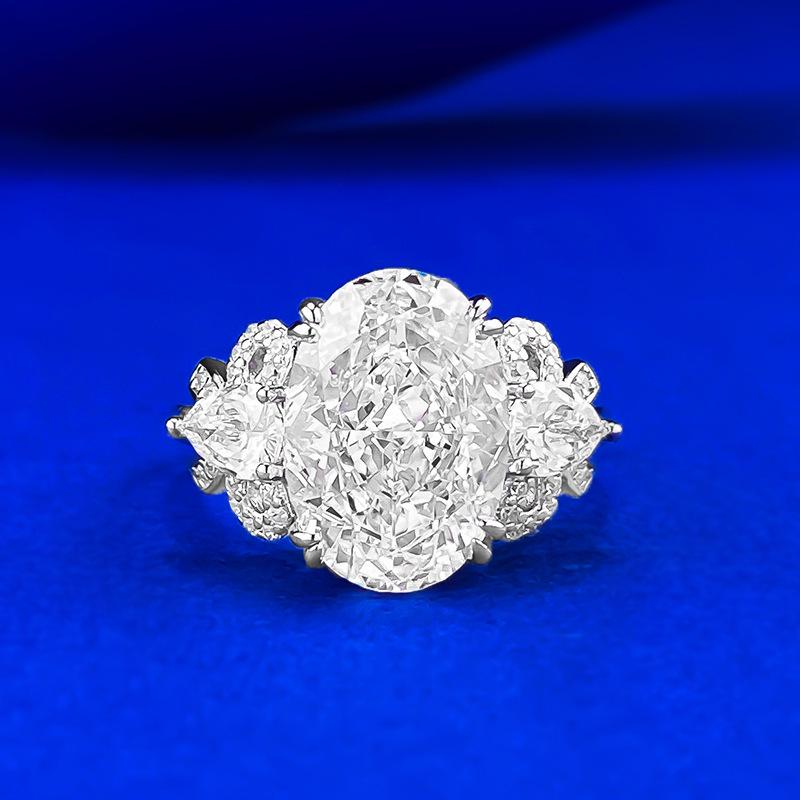 

Хуэй Чжии Серебро S925 Высокоуглеродистый Бриллиант Голубиное Яйцо Кольцо с Бантом Size 9