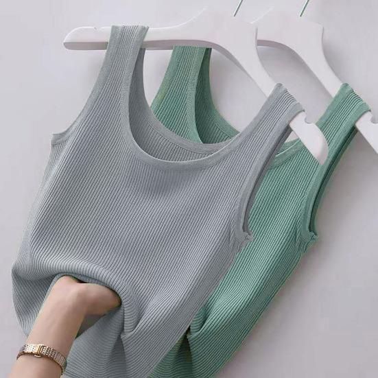 Women Vest Sleeveless Solid Color Sexy Summer Washable Anti-fade Oversized Tank Top Beach Clothing