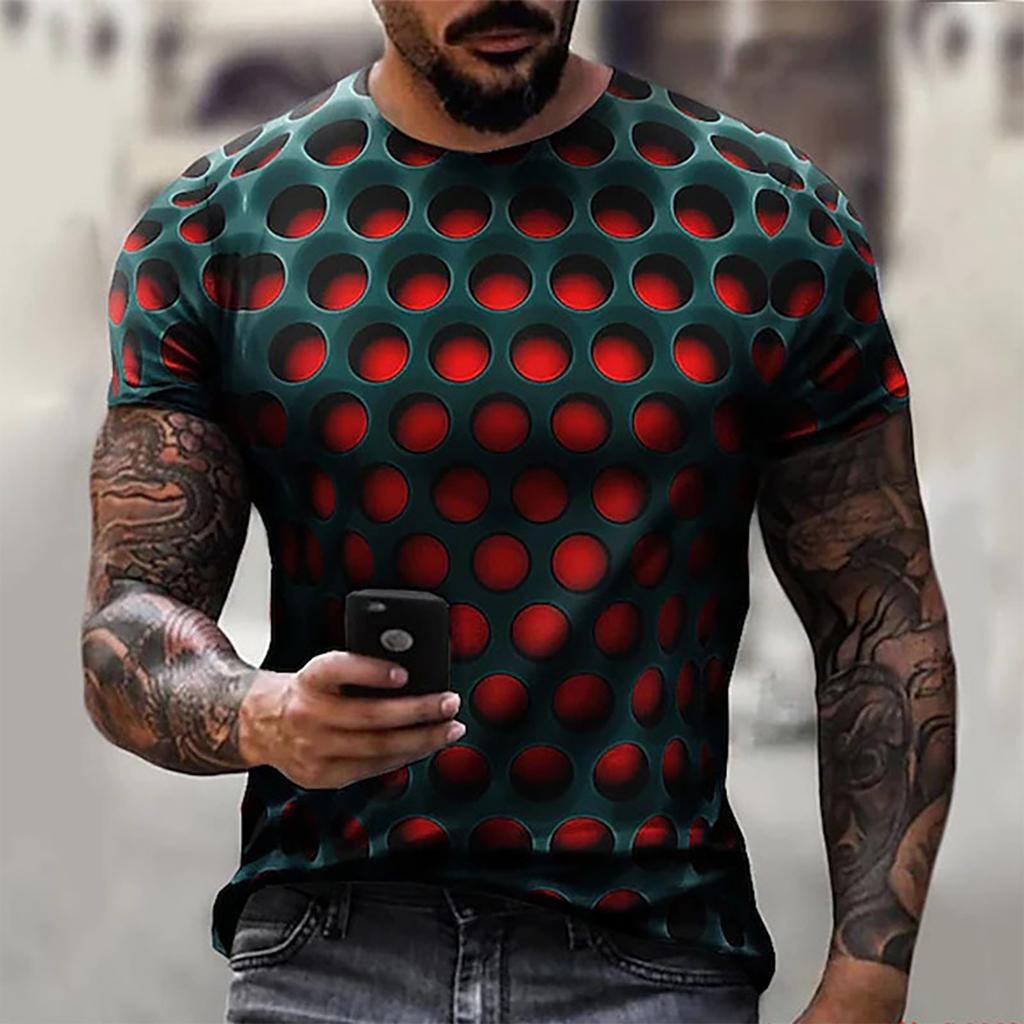 Men's T-Shirt 3D Printed Neck 3D Print Plus Size Casual Casual Short Sleeve Retro Street Fashion Overs