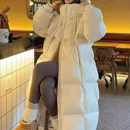 Hooded down jacket women's medium and long winter new thickened knee small fashion loose warm jacket