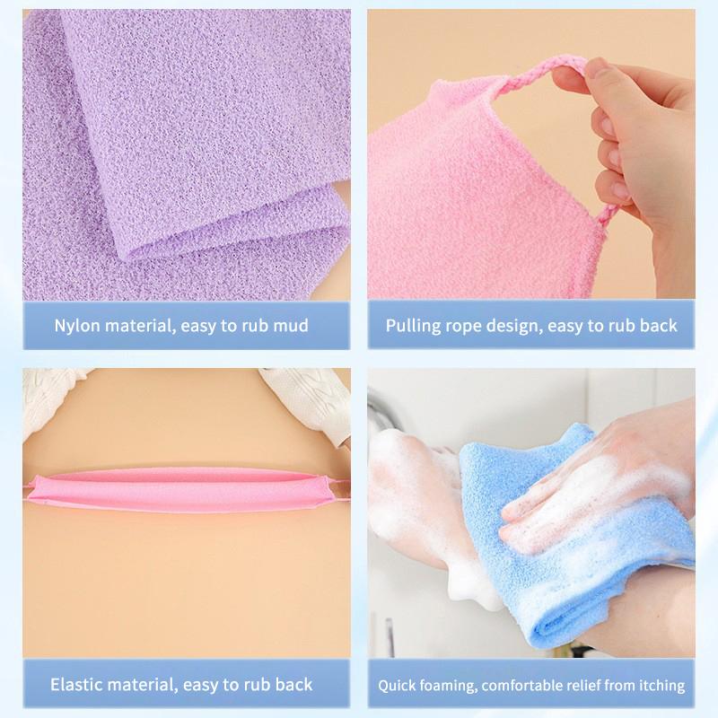 High Elasticity Frosted Long Shower Towel Shower Body Brush Bathing Massage Back Body Exfoliating Bathroom Wash Brush Bath Tools
