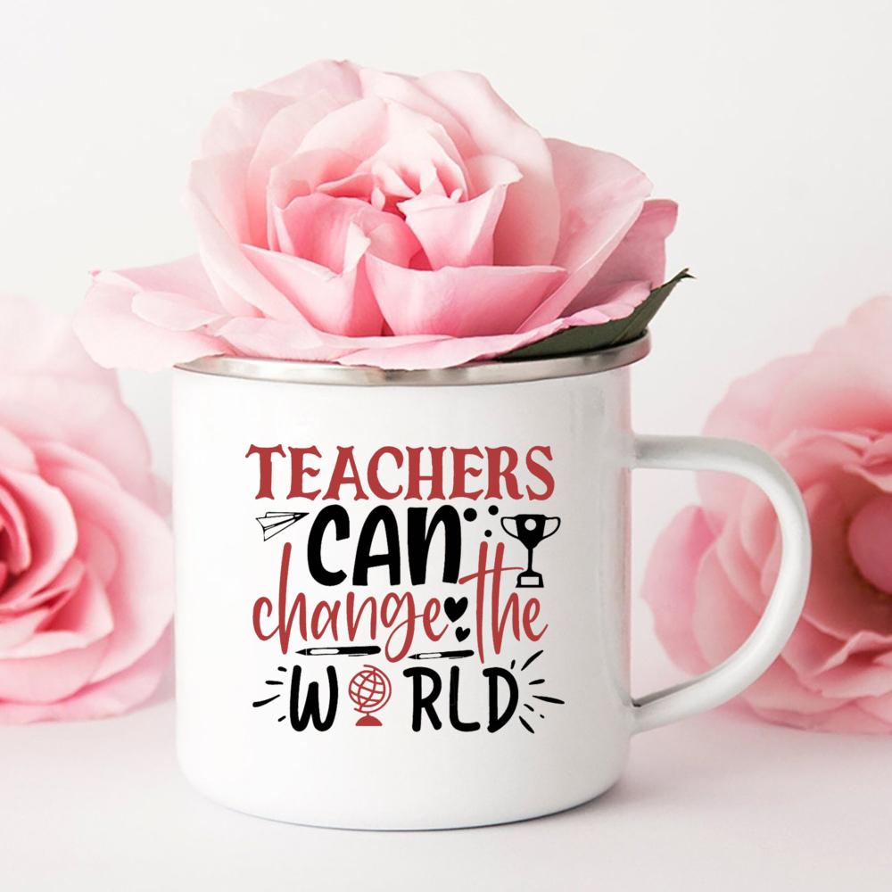 Camping Mug Coffee Teacher Change The World Print Mugs Personalized Gift Original Breakfast Cups to Sublimate Stainless Cup Beer