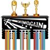 Portamedaglie da Parete in Metallo 4 File Espositore Scaffale per Trofei Supporto Contiene 70+ Medaglie per Sport Ginnastica Calcio Nuoto Premi 15,7 x 7,9 Pollici