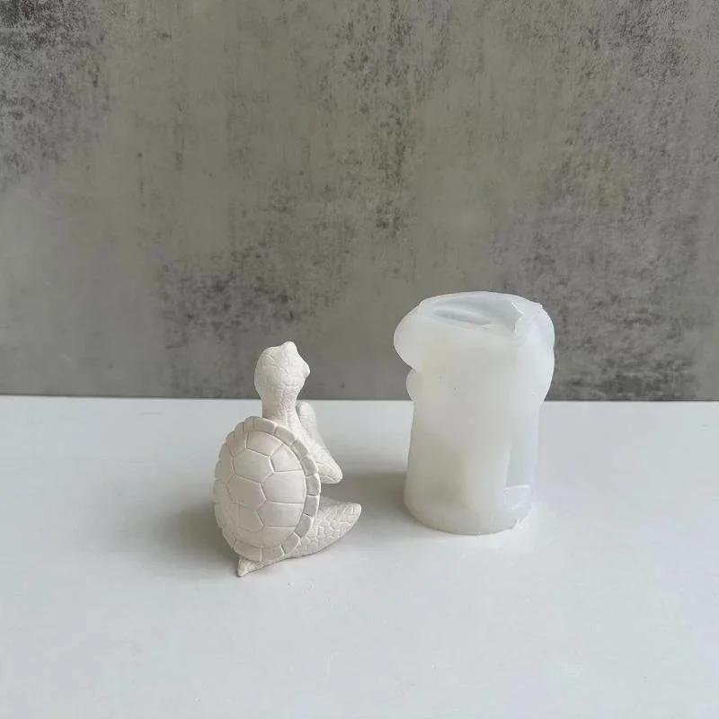 New Silicone Molds Meditation Turtle Aromatherapy Candle Mold With Hands Together Turtle Gypsum Decoration Art Gypsum Molds Tool