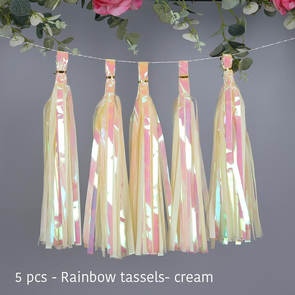 Party Unicorn Garland Rainbow Iridescent Tassel Garlands Paper Flower Wedding Decoration Birthday Baby Shower Party Decorations