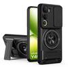 KEYSION Magnetic Phone Case for IQOO Z10 Lite Slide Camera Protection Upright Kickstand Ring Shockproof Cover for IQOO Z10 Lite