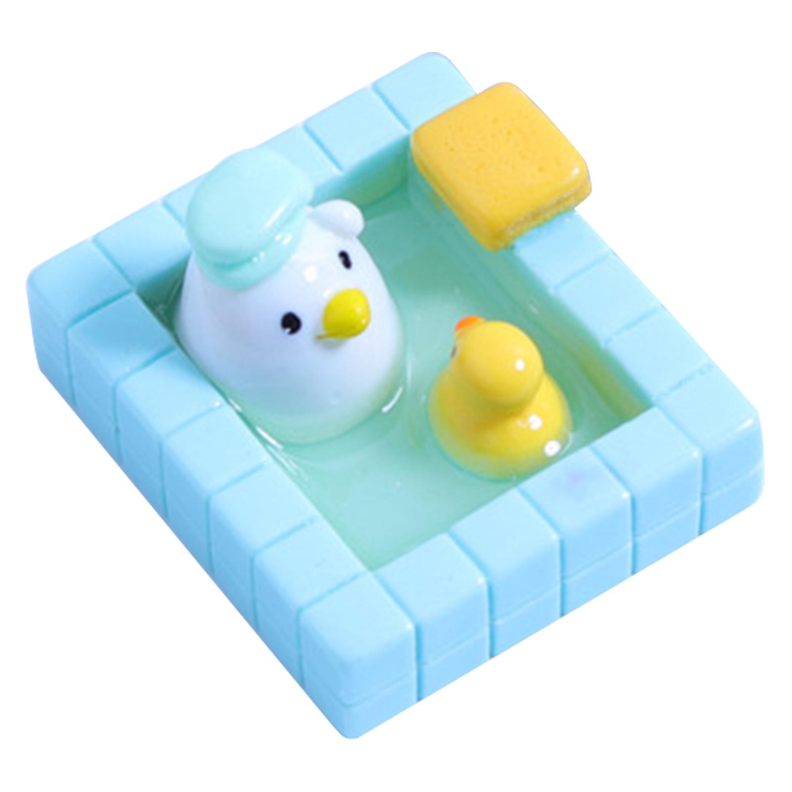 

Kawaii Bathing Duck Figurines Cartoon Duck Soak In Hot Springs Resin Miniatures Micro-landscape Decorations зелений