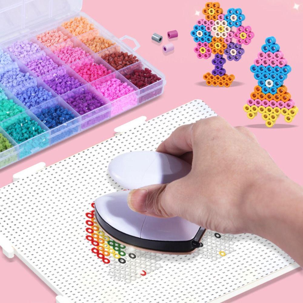 Colorful Bean Splicing Material Package DIY Iron-on Bead Craft Kit Bean Splicing Tool Kids Gift