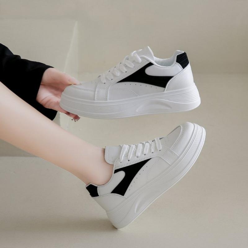 College style simple platform white shoes autumn new lace-up casual shoes student versatile board shoes women