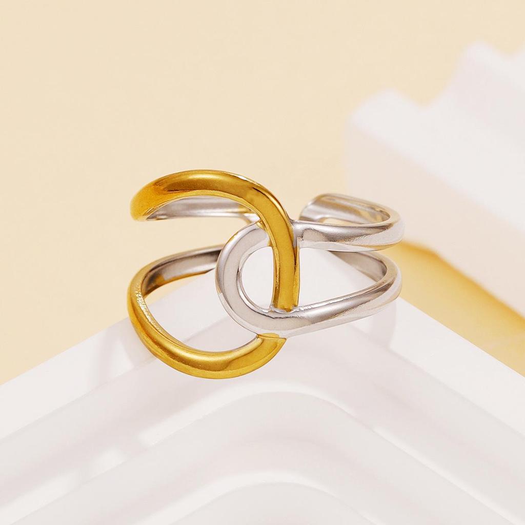 Trendy Open Stainless Steel Geometric Adjustable Women's Ring