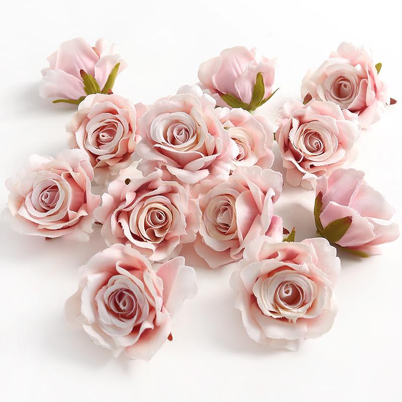5/10pcs Silk Rose Artificial Flower Head Scrapbooking Home Wedding Wall Decoration Christmas DIY Wreath Candy Box Cake Decor