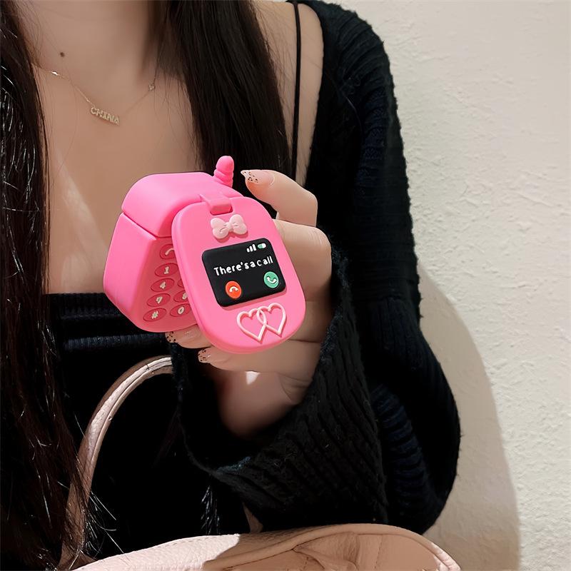 Rose red phone for apple AirPods pro bluetooth wireless headset cover 1/1/1 generation silicone cute girl