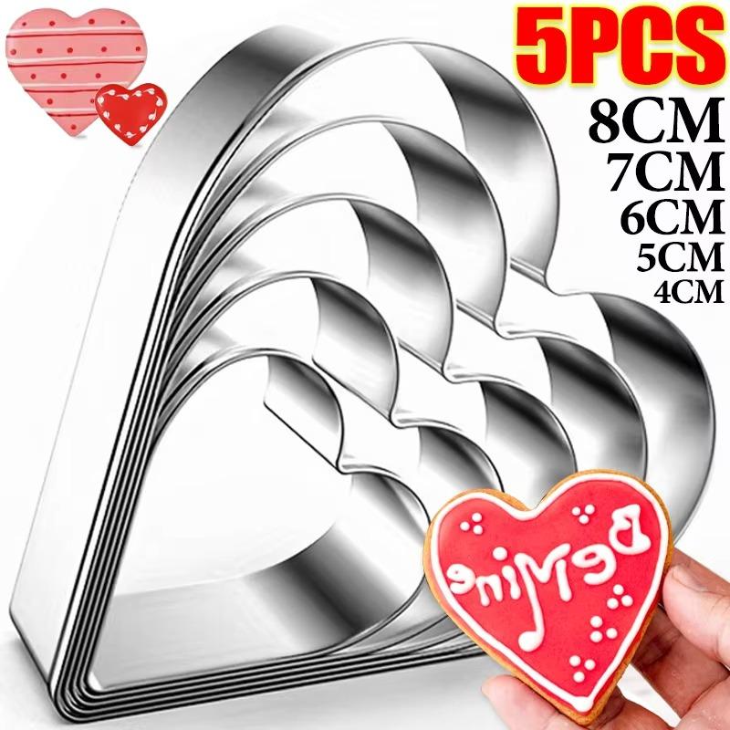 Heart-shaped Cookie Cutting Mold Stainless Steel Love Mousse Peach Heart Candy Cake Mould Home DIY Kitchen Baking Accessories
